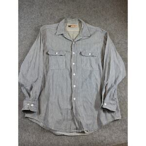 Vintage 70s Big Mac Button Down Shirt Mens XL Blue White Stripes Utility Work